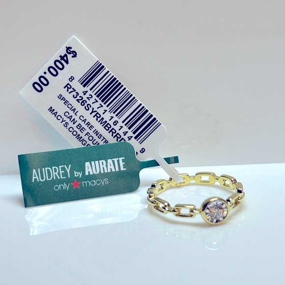 Diamond Chain Link Ring in Gold Vermeil - Picture 7 of 7